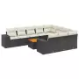 Set Divani da Giardino 11 pz con Cuscini in Polyrattan Nero