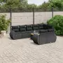 Set Divani da Giardino 9 pz con Cuscini Nero in Polyrattan