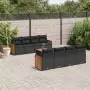 Set Divani da Giardino 9 pz con Cuscini Nero in Polyrattan