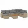 Set Divano da Giardino 9 pz con Cuscini Beige in Polyrattan