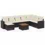 Set Divani da Giardino 9 pz con Cuscini Nero in Polyrattan