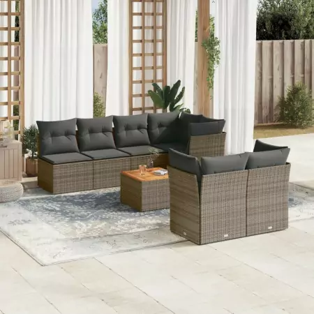 Set Divano da Giardino 6 pz con Cuscini Grigio in Polyrattan