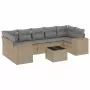 Set Divano da Giardino 8 pz con Cuscini Beige in Polyrattan