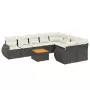 Set Divani da Giardino 10pz con Cuscini in Polyrattan Nero