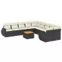 Set Divani da Giardino 11 pz con Cuscini in Polyrattan Nero