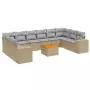 Set Divani da Giardino 11 pz con Cuscini Beige in Polyrattan