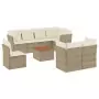 Set Divano da Giardino 9 pz con Cuscini Beige in Polyrattan