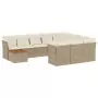 Set Divani da Giardino 11 pz con Cuscini Beige in Polyrattan