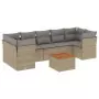 Set Divano da Giardino 6 pz con Cuscini Beige Misto Polyrattan