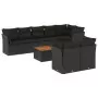 Set Divani da Giardino 9 pz con Cuscini Nero in Polyrattan