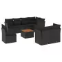 Set Divani da Giardino 9 pz con Cuscini Nero in Polyrattan