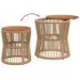 Tavolini da Giardino 2pz con Piano in Legno Beige in Polyrattan