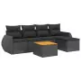 Set Divano da Giardino 6 pz con Cuscini Nero in Polyrattan