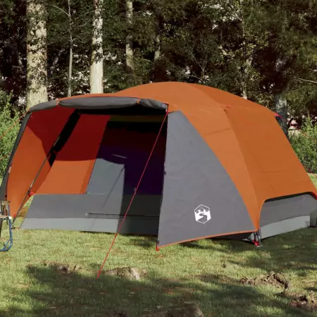 Tenda Campeggio 4Persone Grigia e Arancione 350x280x155 Taffetà