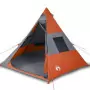 Tenda Campeggio 7Persone Grigia e Arancione 350x350x280 Taffetà