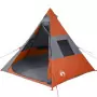 Tenda Campeggio 7Persone Grigia e Arancione 350x350x280 Taffetà