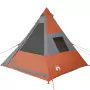 Tenda Campeggio 7Persone Grigia e Arancione 350x350x280 Taffetà