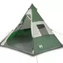 Tenda da Campeggio 7 Persone Verde 350x350x280 cm Taffetà 185T