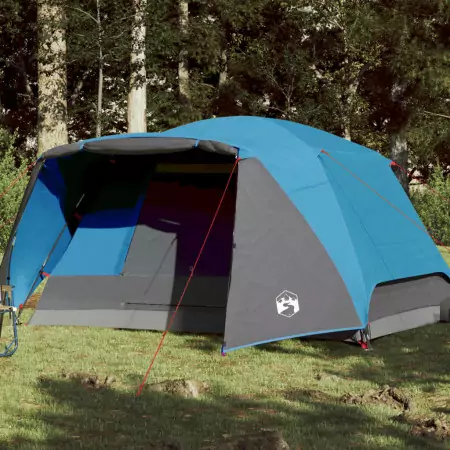 Tenda da Campeggio 4 Persone Blu 350x280x155 cm Taffetà 190T