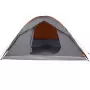 Tenda Campeggio 6Persone Grigia e Arancione 348x340x190 Taffetà