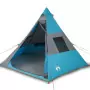 Tenda da Campeggio 7 Persone Blu 350x350x280 cm Taffetà 185T