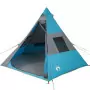 Tenda da Campeggio 7 Persone Blu 350x350x280 cm Taffetà 185T