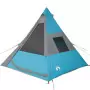 Tenda da Campeggio 7 Persone Blu 350x350x280 cm Taffetà 185T