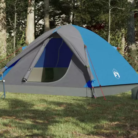 Tenda da Campeggio 6 Persone Blu 348x340x190 cm Taffetà 190T