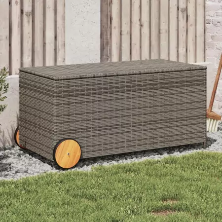 Contenitore da Giardino con Ruote Grigio 190L in Polyrattan