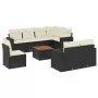 Set Divani da Giardino 9 pz con Cuscini Nero in Polyrattan