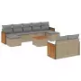 Set Divano da Giardino 10 pz con Cuscini Beige in Polyrattan