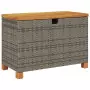 Contenitore Giardino Grigio 80x40x48 cm Polyrattan Legno Acacia