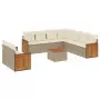 Set Divano da Giardino 10 pz con Cuscini Beige in Polyrattan