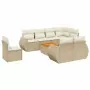 Set Divano da Giardino 9 pz con Cuscini Beige in Polyrattan