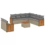 Set Divano da Giardino 10 pz con Cuscini Beige in Polyrattan