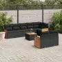 Set Divani da Giardino 9 pz con Cuscini Nero in Polyrattan