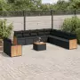 Set Divani da Giardino 12 pz con Cuscini Nero in Polyrattan