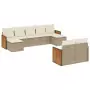 Set Divano da Giardino 9 pz con Cuscini Beige in Polyrattan