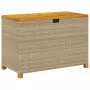 Contenitore Giardino Beige 110x55x63cm Polyrattan Legno Acacia