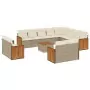 Set Divano da Giardino 13 pz con Cuscini Beige in Polyrattan