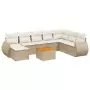 Set Divano da Giardino 9 pz con Cuscini Beige in Polyrattan