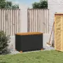 Contenitore Giardino Nero 80x40x48 cm Polyrattan e Legno Acacia