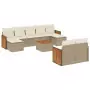 Set Divano da Giardino 10 pz con Cuscini Beige in Polyrattan