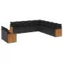 Set Divani da Giardino 11 pz con Cuscini in Polyrattan Nero