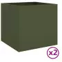 Fioriere 2pz Verde Oliva 49x47x46 cm Acciaio Laminato a Freddo