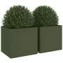 Fioriere 2pz Verde Oliva 49x47x46 cm Acciaio Laminato a Freddo