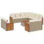 Set Divani da Giardino 12 pz con Cuscini Beige in Polyrattan