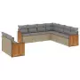 Set Divano da Giardino 9 pz con Cuscini Beige in Polyrattan