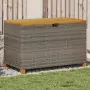 Contenitore Giardino Grigio 110x55x63cm Polyrattan Legno Acacia