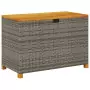 Contenitore Giardino Grigio 110x55x63cm Polyrattan Legno Acacia